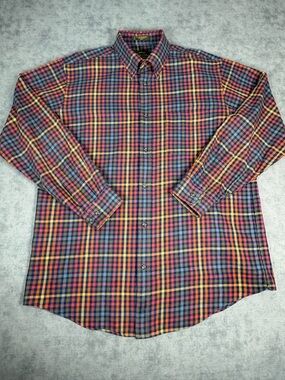 Orvis Signature Shirt XLT Plaid Cotton Wool Button Down Long Sleeve